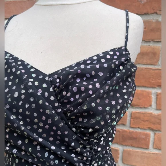 Vintage New Leaf 80’s Metallic Polka Dot Ruffle Dress - Picture 2 of 9